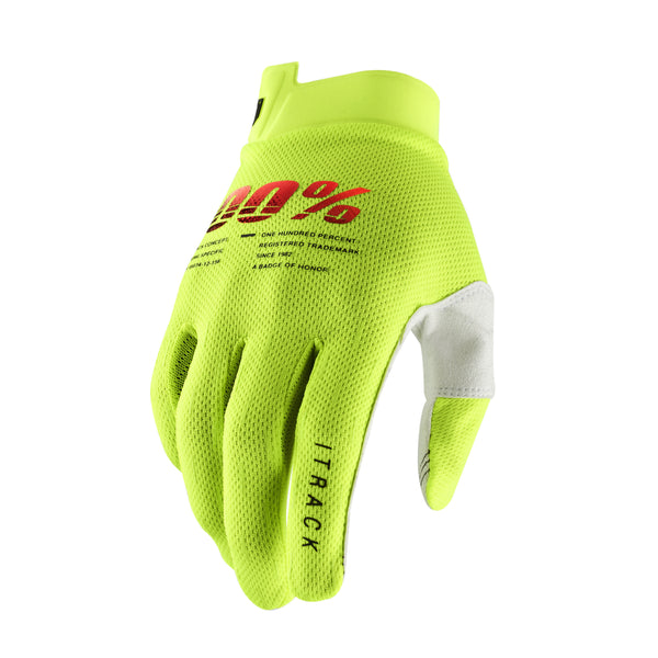 100% Itrack Gloves Fluo Yellow Large - Part Number 10008-00012