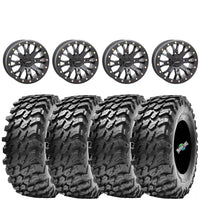 System 3 SB4 Matte Black Beadlock Wheels on Maxxis Rampage Tires – 4/156 UTV Wheel & Tire Kit