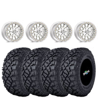 Valor Offroad V09 Raw Machined Beadlocks on Kenda Klever X/T Tires – UTV Wheel & Tire Kit