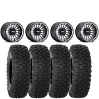 Metal FX Delta Beadlock Wheels (Satin Black Contrast Cut) on System 3 XC450 Tires – UTV Wheel & Tire Kit