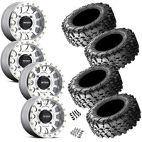 Method 401 Machined Beadlocks on Maxxis Carnivore Tires – 14x7, 4/137, 5+2 Offset