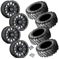 Method 401 Matte Black Beadlocks on Maxxis Carnivore Tires – 4/156 UTV Wheel & Tire Kit