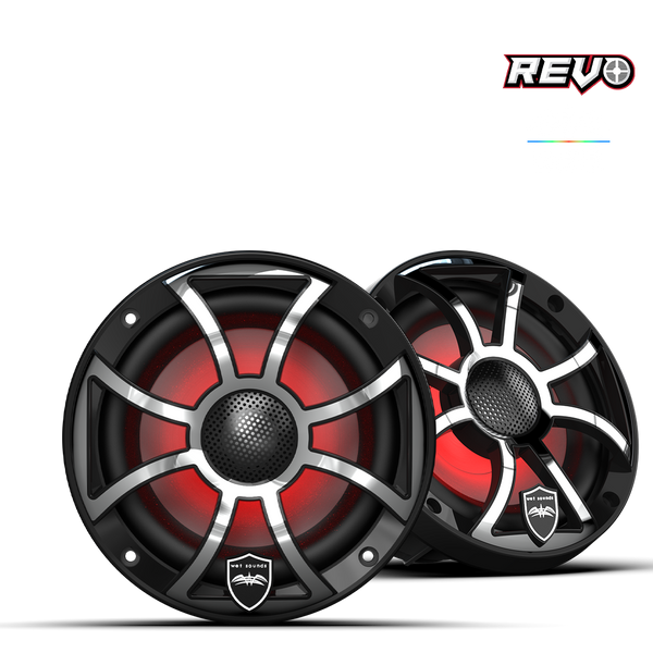 REVO 6 XS-B-SS V3 | REVO Series 6.5-inch High-Output Component Style Coaxial Speakers w/ XS-Black-Stainless Steel RGB Grilles