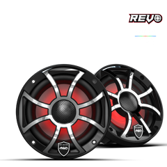 REVO 6 XS-B-SS V3 | REVO Series 6.5-inch High-Output Component Style Coaxial Speakers w/ XS-Black-Stainless Steel RGB Grilles