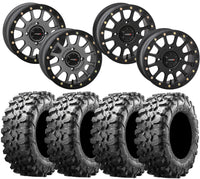 System 3 SB-5 Black Beadlock Wheel and Maxxis Carnivore Tire Kit