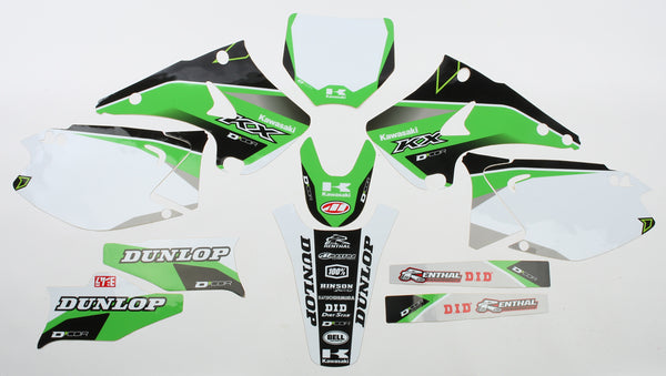 D-COR 20-20-125 Kawasaki Raceline Graphics Complete Kit - White