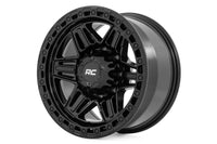 Rough Country | Rough Country 76 Series Wheel | Simulated Beadlock | Gloss Black | 17x9 | 5x5 | -12mm | 76171218
