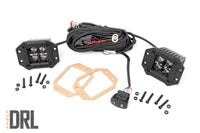 Rough Country | 2 Inch Black Series LED Light Pods | Flush Mount | Amber DRL | 70803BLKDRLA