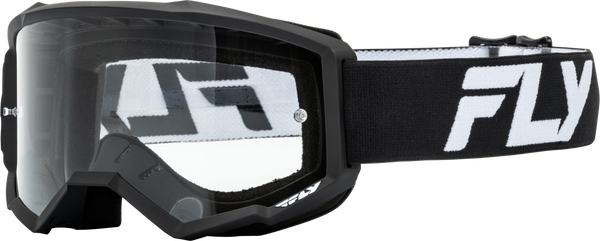 FLY RACING Youth Focus Goggle Black/White with Clear Lens - Part 37-51152Y