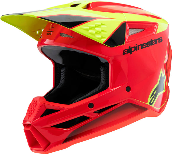 Alpinestars SM3 Youth Fray Helmet - Red/Yellow Fluorescent/Black - Part Number 8301625-3051-YL