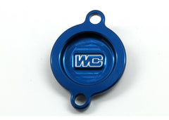 WORKS Oil Filter Cover Blue 27-090 for KTM, Husqvarna, and GasGas