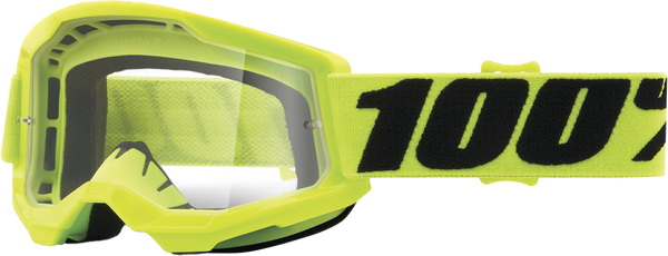 100-PERCENT Strata 2 Junior Goggle Fluo Yellow Clear Lens - Part Number 50031-00003