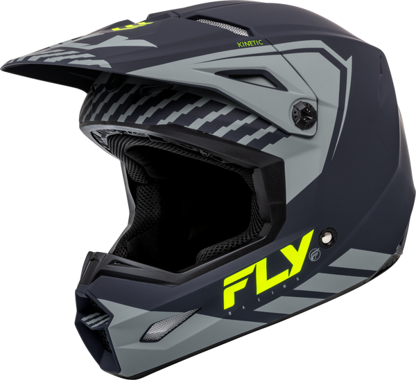 FLY RACING Youth Kinetic Menace Helmet Matte Grey/Hi Vis Yl F73-8657YL