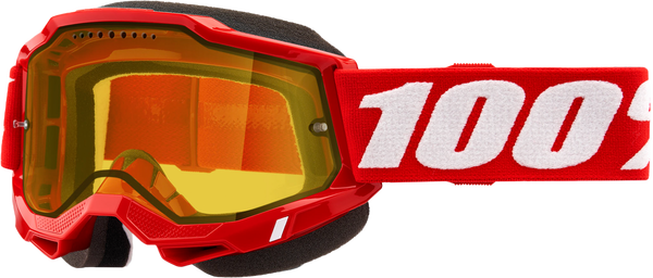 100% Accuri 2 Snowmobile Goggle - Neon Red with Yellow Lens (Part No: 50021-00005)