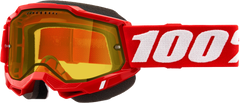 100% Accuri 2 Snowmobile Goggle - Neon Red with Yellow Lens (Part No: 50021-00005)