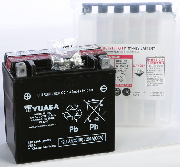 YUASA YUAM3RH4SIND YTX14 BS Maintenance Free Battery