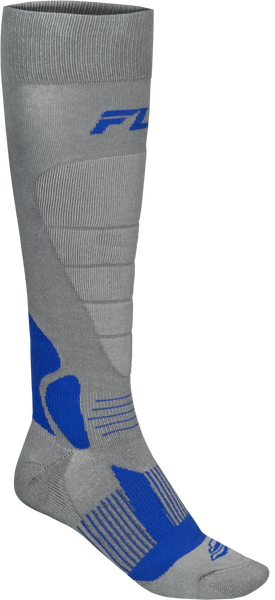 FLY RACING Snow Heavyweight Wool Sock Grey/Blue Lg/Xl