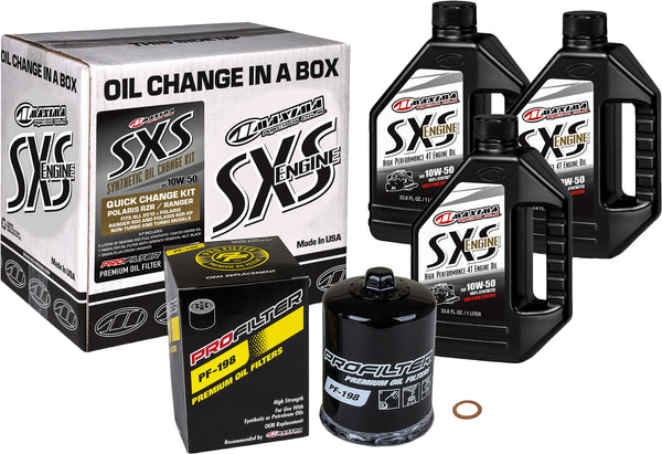 Maxima SXS Quick Change Kit 10W-50 with Black Oil Filter - Part #90-219013