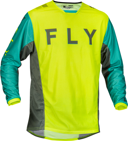 FLY RACING Kinetic Mesh Kore Jersey Hi Vis/Teal/Grey - Small