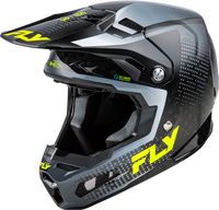 FLY RACING Yth Formula S Carbon Protocol Helmet - Black/Carbon/Grey/Hi-Vis Yellow (Part Number: 73-4464YL)