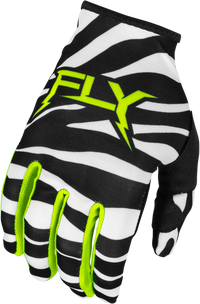 FLY RACING Youth Lite Uncaged Gloves - Black/White/Neon Green (Part Number: 377-742YS)