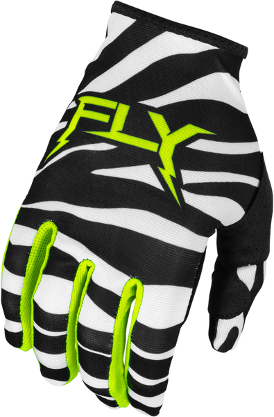 FLY RACING Lite Uncaged Gloves Black/White/Neon Green XL - Lightweight Race Gloves