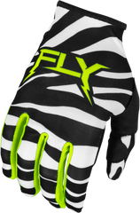 FLY RACING Lite Uncaged Gloves Black/White/Neon Green XL - Lightweight Race Gloves