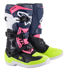 Alpinestars Tech 3s Youth Boots Black/Dark Blue/Pink Fluo Size 08