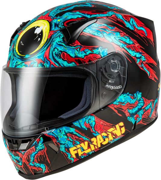 FLY RACING Revolt Space Creep Helmet Light Blue/Black/Red Md - Part Number 73-8387M