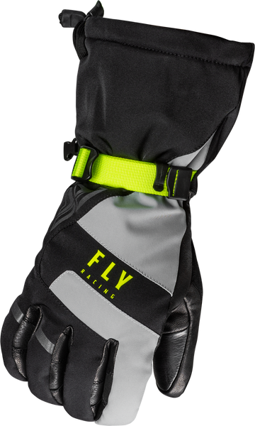 FLY RACING Highland Gloves Black/Grey/Hi Vis 2x - Waterproof & Insulated