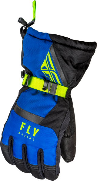 FLY RACING Cascade Gloves Black/Blue/Hi Vis XS - Weatherproof and Insulated