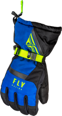 FLY RACING Cascade Gloves Black/Blue/Hi Vis XS - Weatherproof and Insulated