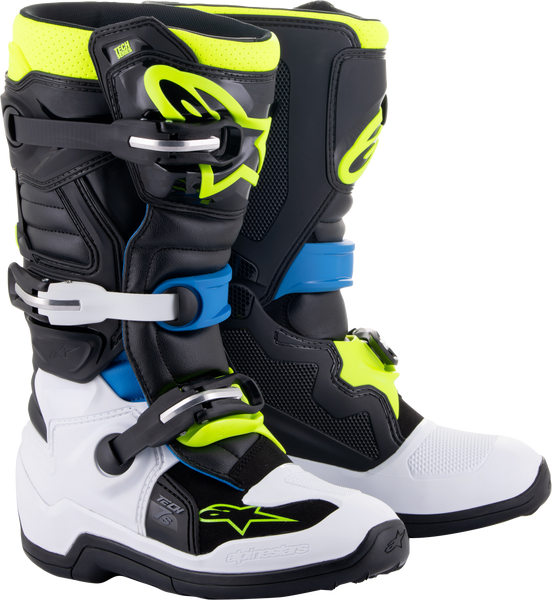 Alpinestars Tech 7S Boots Black/Enamel Blue/Fluo Yellow Size 7