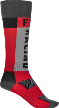 FLY RACING Youth MX Socks - Thick Red/Grey - Part No. 350-0550Y