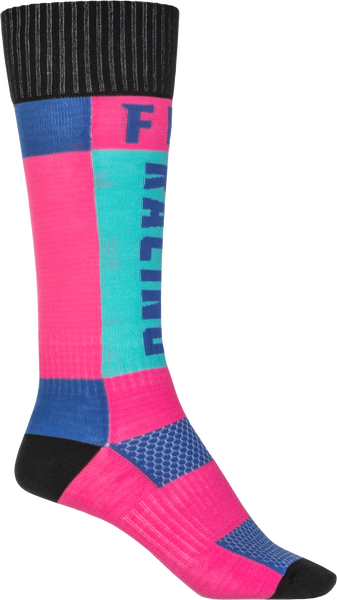 FLY RACING Youth MX Socks Thick Pink/Blue - Part Number 350-0551Y