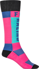 FLY RACING Youth MX Socks Thick Pink/Blue - Part Number 350-0551Y