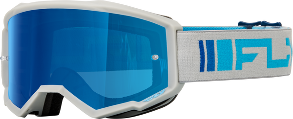 FLY RACING Zone Goggle Silver/Blue with Dark Blue Mirror/Smoke Lens - Part Number 37-51523