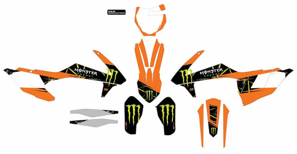 D-COR 20-30-130 Cmplt Kit Monster Energy Slash White Background