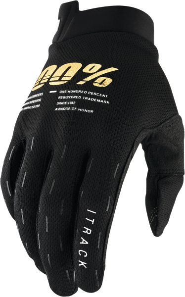 100% Itrack Youth Gloves Black Large - 10009-00002