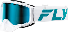 FLY RACING Zone Elite Snow Goggle FLB-24ZP2 - White/Teal with Sky Blue Polarized Smoke Lens