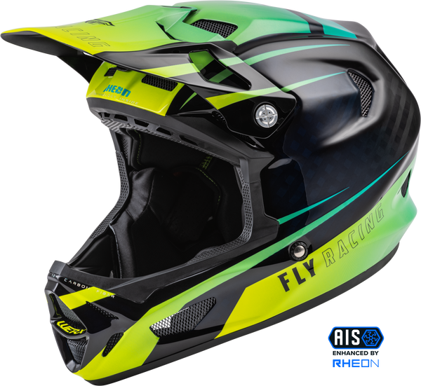 FLY RACING Werx R Helmet Hi Vis/Teal Carbon XS - Lightweight & Protective