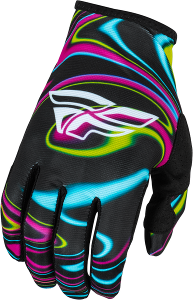 FLY RACING Youth Lite Warped Gloves Black/Pink/Electric Blue - Part Number 377-743YM