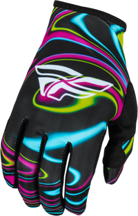 FLY RACING Youth Lite Warped Gloves - Black/Pink/Electric Blue (Part Number: 377-743YL)