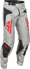 FLY RACING Kinetic Sym Pants - Light Grey/Red/Black, Size 32