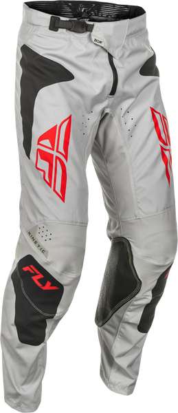 FLY RACING Kinetic Sym Pants - Light Grey/Red/Black, Size 42