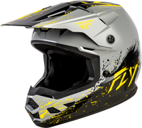 Youth Kinetic Drip Helmet Grey/Black/Yellow Ys