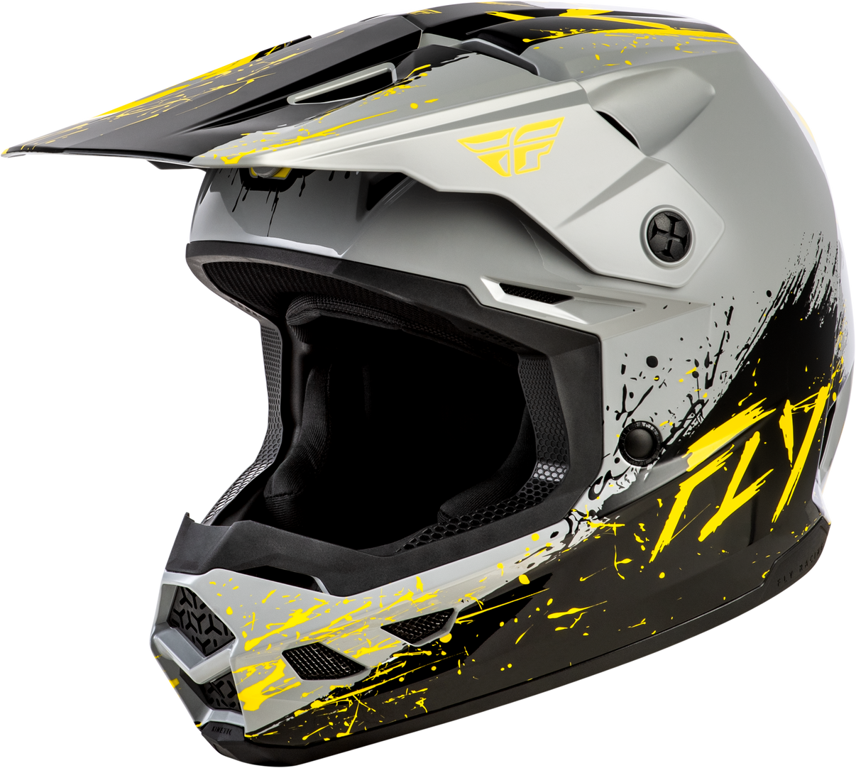 Youth Kinetic Drip Helmet Grey/Black/Yellow Yl