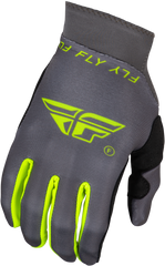 FLY RACING Pro Lite Gloves Charcoal/Hi Vis MD - Ultra-Lightweight Race Gloves