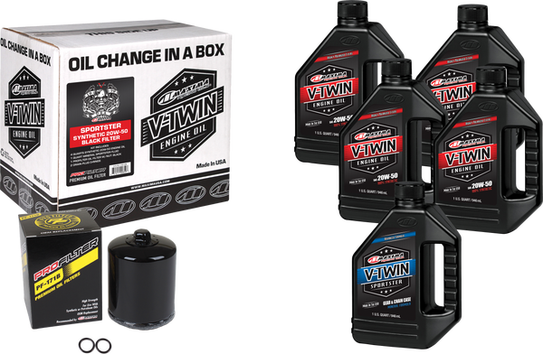 Maxima V Twin Oil Change Kit Syn XL Black Filter - Part Number 90-119015PB