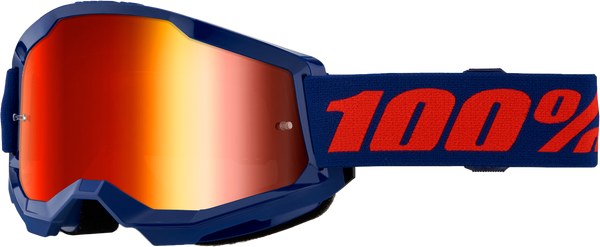 100% Strata 2 Goggle Navy Mirror Red Lens - Part Number 50028-00021